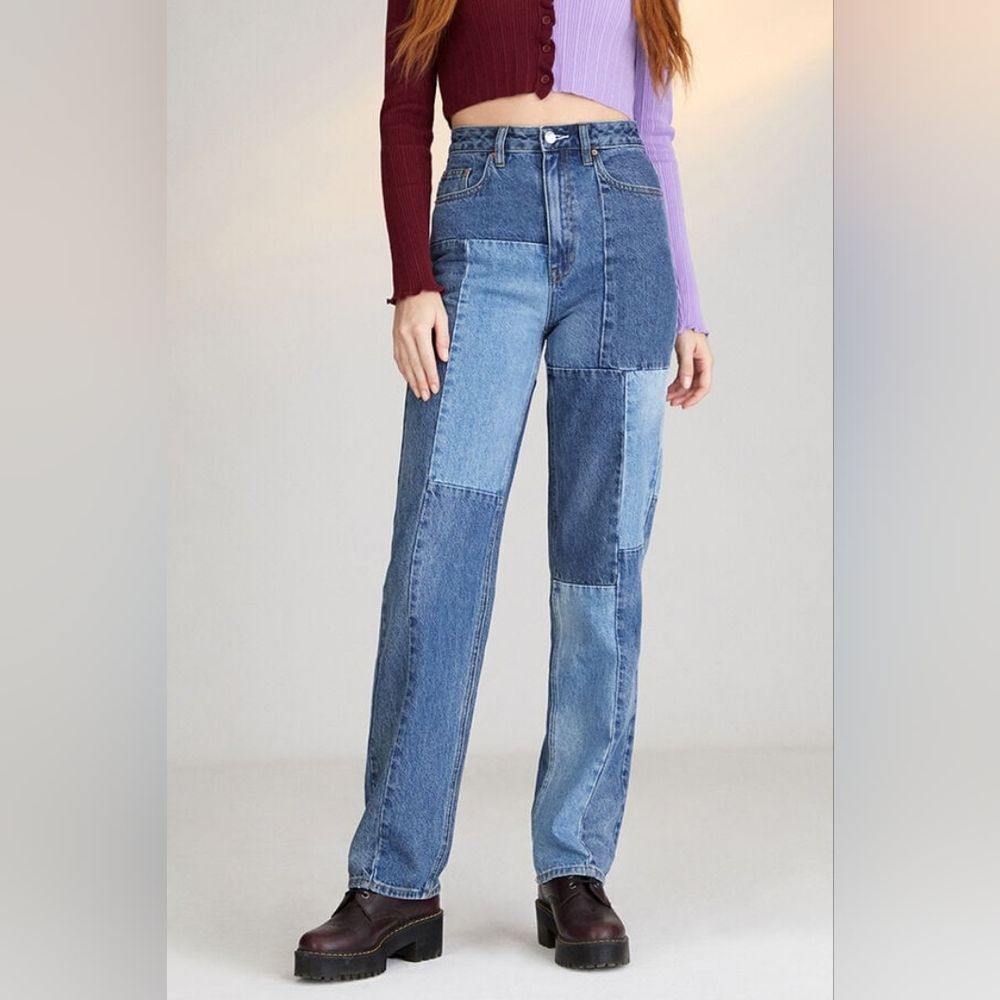 PacSun Y2K 90s Eco Patchwork Boyfriend High Waisted Jeans, Size 24